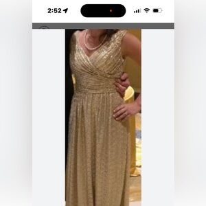 Sz 12 Bill Levkoff Nearly Newlywed gold sequin evening/bridal gown gently worn